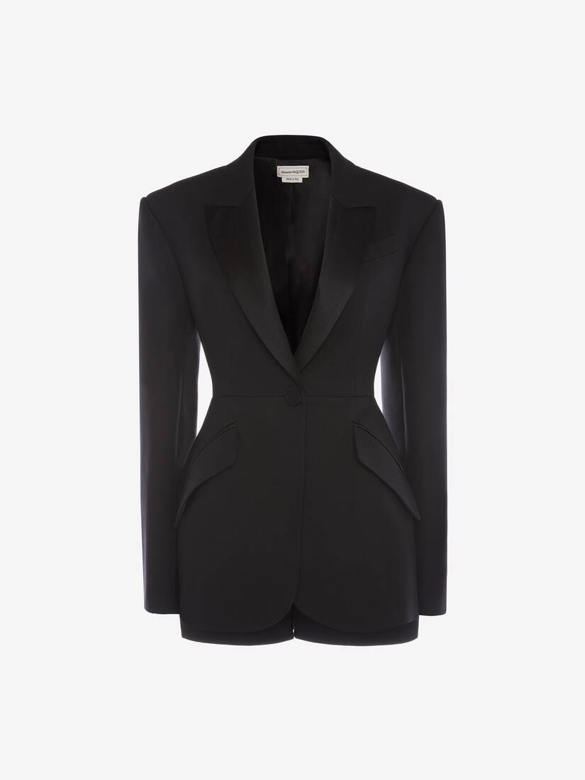 Chaquetas Alexander McQueen Trompe L'œil Light Wool Silk Tuxedo Mujer - Negros - Mexico 075-BJPUTI